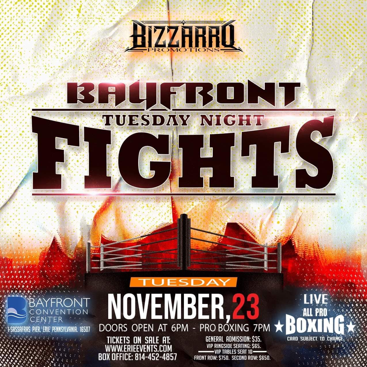 Erie Sports 2021: Bizzarro Promotions Presents Bayfront Tuesday Night ...